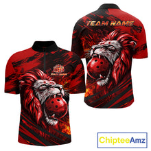 Load image into Gallery viewer, Black and Red Lion Bowling Polo, 1/4 Zip Jersey for Men, Lion Bowling Team League shirts NQS11572