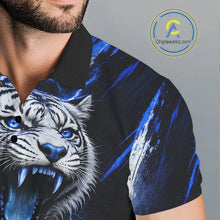 Load image into Gallery viewer, Black and Blue Lightning thunder Tiger Golf Polo shirts for men custom Tiger team golf shirts NQS11574