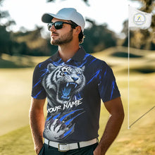 Load image into Gallery viewer, Black and Blue Lightning thunder Tiger Golf Polo shirts for men custom Tiger team golf shirts NQS11574