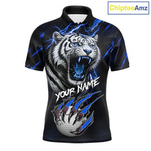 Load image into Gallery viewer, Black and Blue Lightning thunder Tiger Golf Polo shirts for men custom Tiger team golf shirts NQS11574