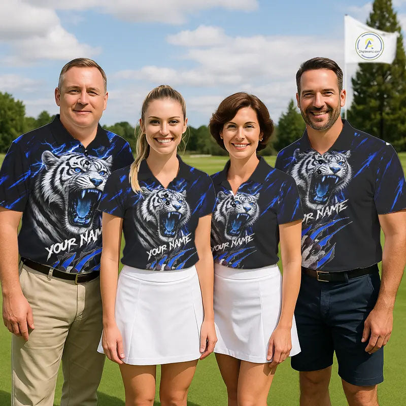 Black and Blue Lightning thunder Tiger Golf Polo shirts for Women custom Tiger team golf shirts NQS11574