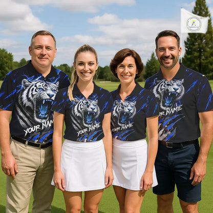 Black and Blue Lightning thunder Tiger Golf Polo shirts for Women custom Tiger team golf shirts NQS11574