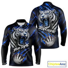 Load image into Gallery viewer, Black and Blue Lightning thunder Tiger Golf Polo shirts for men custom Tiger team golf shirts NQS11574