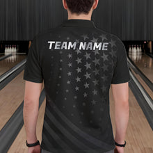 Load image into Gallery viewer, Custom Black American Flag Bowling Team Shirts For Men, Personalized patriotic Bowling League Shirts NQS11706