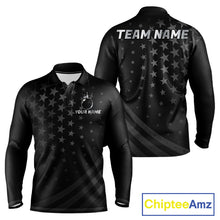 Load image into Gallery viewer, Custom Black American Flag Bowling Team Shirts For Men, Personalized patriotic Bowling League Shirts NQS11706