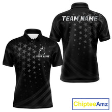Load image into Gallery viewer, Custom Black American Flag Bowling Team Shirts For Men, Personalized patriotic Bowling League Shirts NQS11706