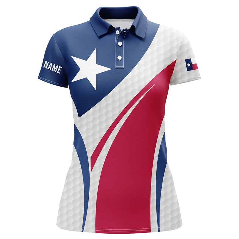 Women golf polo shirt Texas flag custom red, white and blue golf ball skin patriot ladies golf tops NQS7396