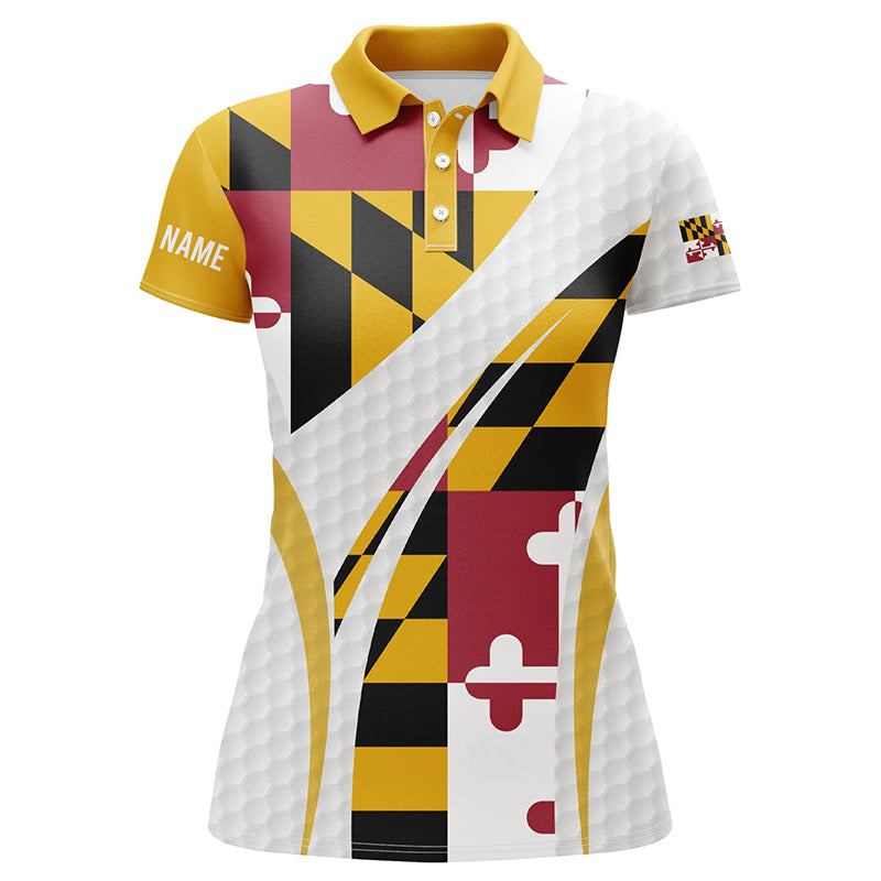 Women golf polo shirt Maryland flag custom white golf ball skin patriot ladies golf tops NQS7397