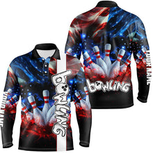 Load image into Gallery viewer, American flag bowling shirts for men custom mens bowling team jerseys, patriotic gifts for bowlers NQS7721