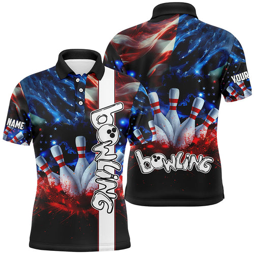 American flag bowling shirts for men custom mens bowling team jerseys, patriotic gifts for bowlers NQS7721