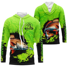 Load image into Gallery viewer, Personalized Redfish fishing Performance long sleeve Fishing Shirts, Red drum fishing jerseys | Green NQS6940