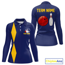Load image into Gallery viewer, Personalized Yellow and Blue Retro Bowling Shirts For Women custom vintage bowling team jerseys NQS11165