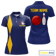Load image into Gallery viewer, Personalized Yellow and Blue Retro Bowling Shirts For Women custom vintage bowling team jerseys NQS11165