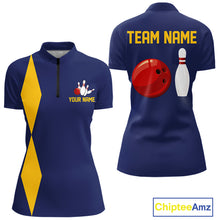 Load image into Gallery viewer, Personalized Yellow and Blue Retro Bowling Shirts For Women custom vintage bowling team jerseys NQS11165