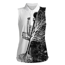 Load image into Gallery viewer, Womens disc golf sleeveless polo shirt muti color camo disc golf basket, gifts for disc golf lovers NQS4632