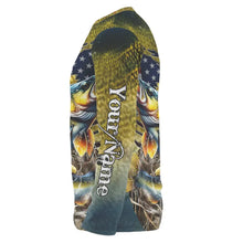 Load image into Gallery viewer, Walleye Fishing Scales Camo American Flag Faith patriotic Custom UV protection long sleeves shirts NQS9310