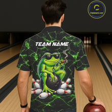 Load image into Gallery viewer, Black &amp; Green Funny Frog Bowling Hawaiian Shirt Custom Team Frog Bowling League Jersey NQS11583