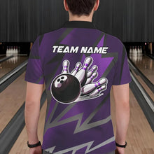 Load image into Gallery viewer, Purple Lightning Thunder Storm Team bowling shirts for Men custom bowling Polo, Quarter zip jerseys NQS9625