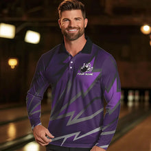 Load image into Gallery viewer, Purple Lightning Thunder Storm Team bowling shirts for Men custom bowling Polo, Quarter zip jerseys NQS9625