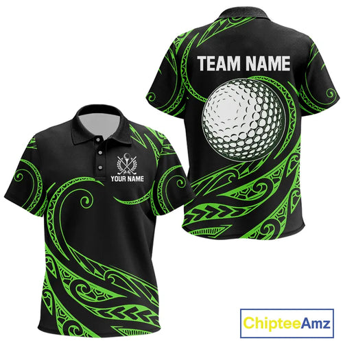 Black and Green Tribal Pattern Golf Ball Kid Golf Polo Shirts custom unique Kid golf apparel NQS9820
