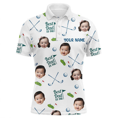 Personalized Best Dad By Par Polo Shirt, Custom Kids Face Photo Polo Shirt For Dad, Father's Day Gift NQS8617