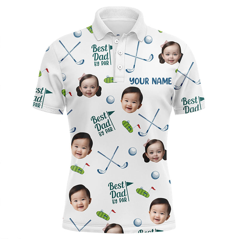 Personalized Best Dad By Par Polo Shirt, Custom Kids Face Photo Polo Shirt For Dad, Father's Day Gift NQS8617