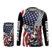 Load image into Gallery viewer, American Flag Bass Fishing Custom patriotic performance Fishing Shirts Bass fishing jerseys NQS9111