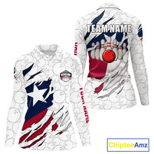Load image into Gallery viewer, Personalized Texas Flag Camo Bowling Shirts For Women Custom patriotic Texas Bowling Team Jerseys NQS11173