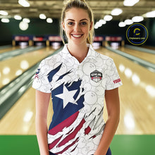 Load image into Gallery viewer, Personalized Texas Flag Camo Bowling Shirts For Women Custom patriotic Texas Bowling Team Jerseys NQS11173