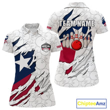 Load image into Gallery viewer, Personalized Texas Flag Camo Bowling Shirts For Women Custom patriotic Texas Bowling Team Jerseys NQS11173