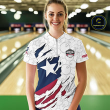 Load image into Gallery viewer, Personalized Texas Flag Camo Bowling Shirts For Women Custom patriotic Texas Bowling Team Jerseys NQS11173
