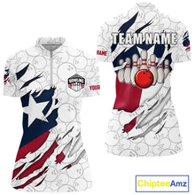 Load image into Gallery viewer, Personalized Texas Flag Camo Bowling Shirts For Women Custom patriotic Texas Bowling Team Jerseys NQS11173