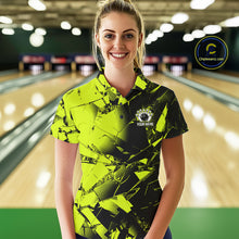 Load image into Gallery viewer, Custom Broken Glass Black and Green Neon Bowling Shirts For Women, Bowling Team League Jerseys NQS11174