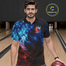 Load image into Gallery viewer, Smoke American Flag Eagle Bowling Shirts For Men Custom patriotic Bowling Team Polo, 1/4 zip Jerseys NQS11179