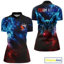 Load image into Gallery viewer, Smoke American Flag Eagle Bowling Shirts For Women Custom patriotic Bowling Team Polo, 1/4 zip Jersey NQS11179