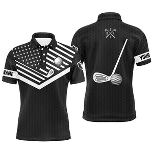 Black and white American flag patriotic golf shirts for men custom name polo golf tops NQS4635