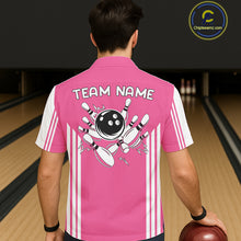 Load image into Gallery viewer, Custom Retro Pink Bowling Button-up Shirts, Team Bowling Hawaiian League jerseys NQS11589