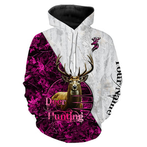 Deer Hunting Pink Winter Camo Customize name Hunting apparel gift for deer hunting lovers NQS665