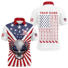 Load image into Gallery viewer, Red, White and Blue American Flag Eagle Mens Golf Polo Shirts Custom Patriotic Golf Top For men NQS9118