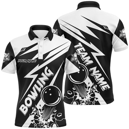 Black and white bowling Polo, Quarter Zip shirts for men Custom Bowling Team League Jerseys NQS7748