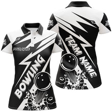 Load image into Gallery viewer, Black and white bowling Polo, Quarter Zip shirts for women Custom Bowling Team League Jerseys NQS7748