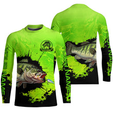 Load image into Gallery viewer, Personalized Bass fishing Performance long sleeve Fishing Shirt, Bass fishing jerseys | Green NQS5871