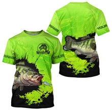 Load image into Gallery viewer, Personalized Bass fishing Performance long sleeve Fishing Shirt, Bass fishing jerseys | Green NQS5871