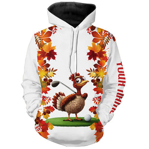 Funny Turkey Golf Hoodies custom Thanksgiving hoodie golf outfits, unique golf gifts NQS8626