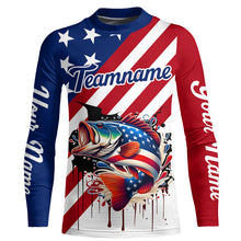 Load image into Gallery viewer, Red, White and Blue American Flag Largemouth Bass Fishing Custom patriotic Bass fishing team jerseys NQS9121