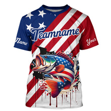 Load image into Gallery viewer, Red, White and Blue American Flag Largemouth Bass Fishing Custom patriotic Bass fishing team jerseys NQS9121