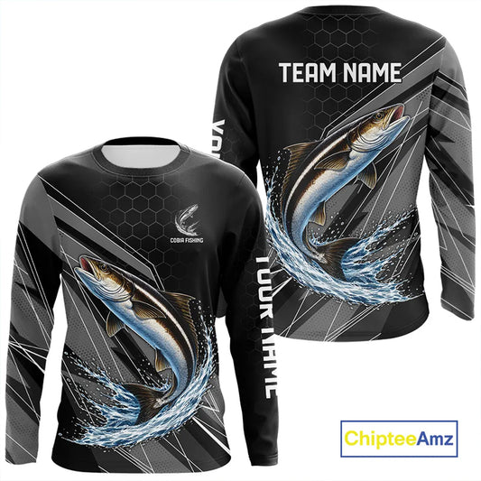 Personalized Black camo Cobia Fishing Jerseys, Cobia Tournament fishing team shirts NQS11380