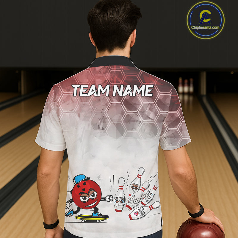 Funny Bowling Hawaiian Shirts Custom Bowling Team Jerseys Gift For Bowler | Red NQS11388