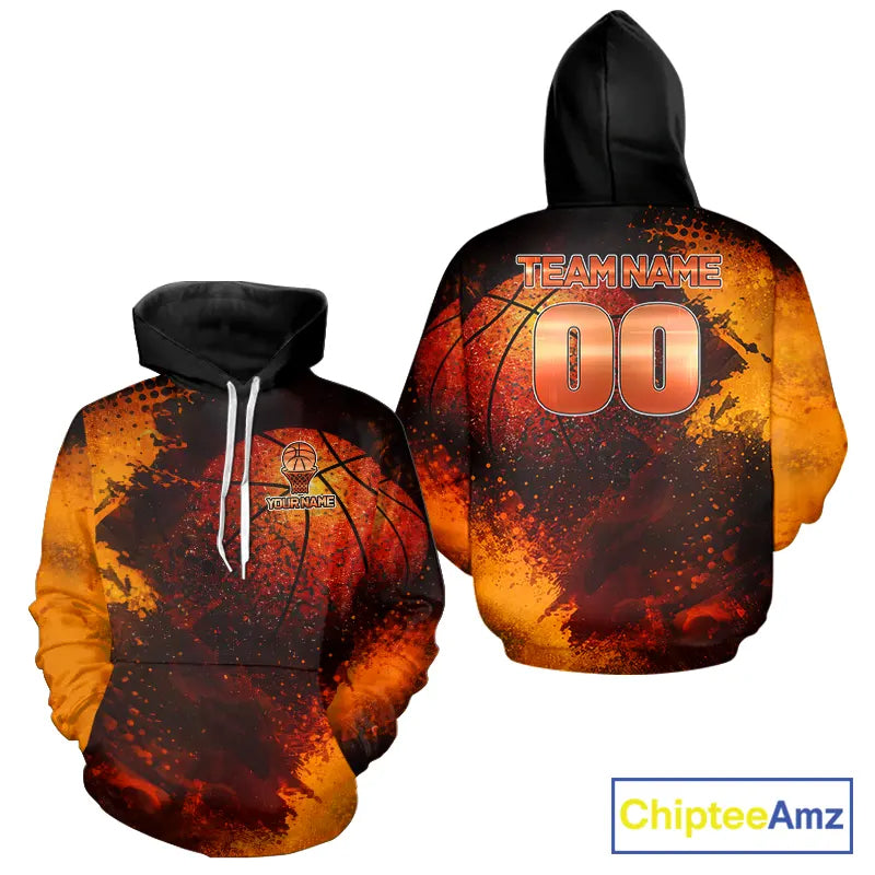 Personalized orange grunge pattern Basketball shirts Custom Basketball team jerseys NQS11390