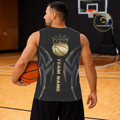 Black and Gold crown Basketball Vest, T-shirt, Hoodie, Long sleeve Custom Bowling Team jerseys NQS11392